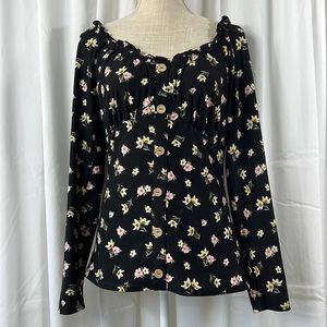 NOBO L (11-13) Black Floral Blouse